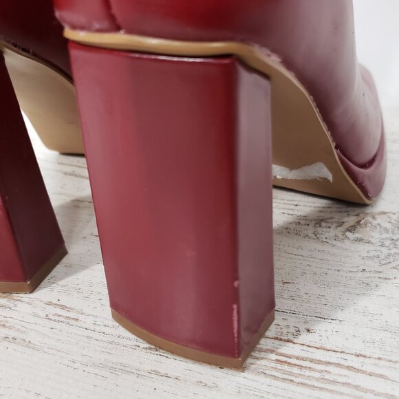 Steve Madden Freya Red Wine Leather Platform Bootie Women's Size 6M - Picture 8 of 10